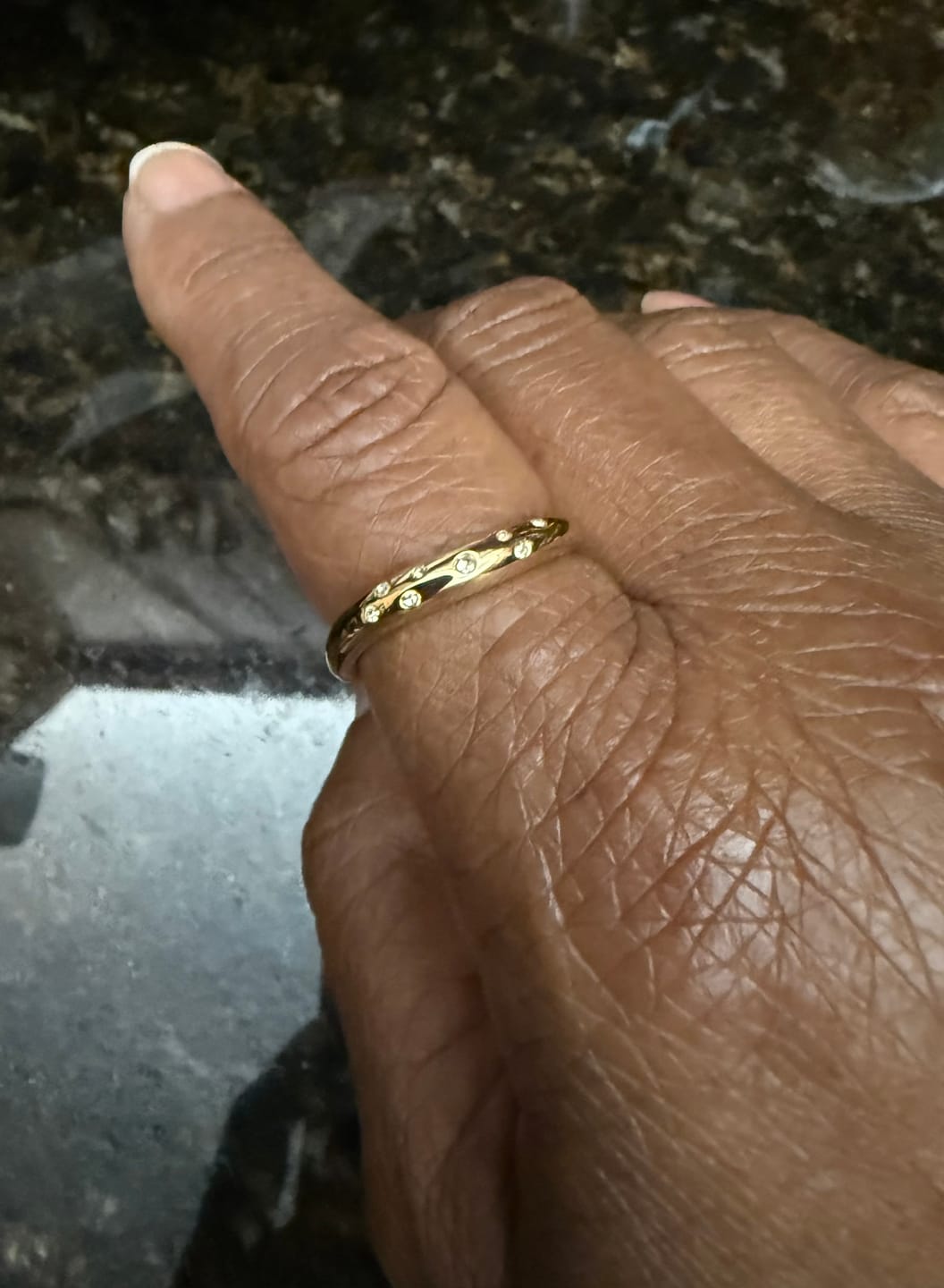 Customer photo review of Wave Ring with Stones