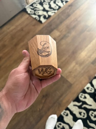 Customer photo review of Whiskey Grail (CUSTOM ENGRAVING)