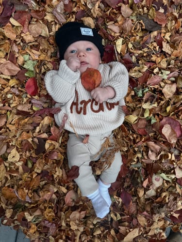 Customer photo review of Hand Knitted Personalized Sweater