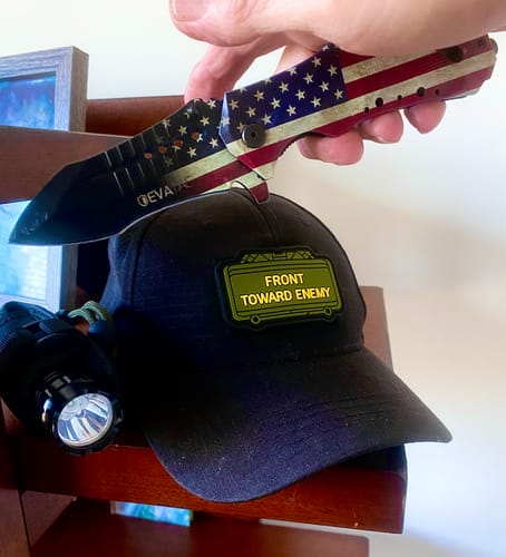 Customer photo review of The Clacker Claymore Mine - 'Front Toward Enemy' - 3 inch PVC Patch