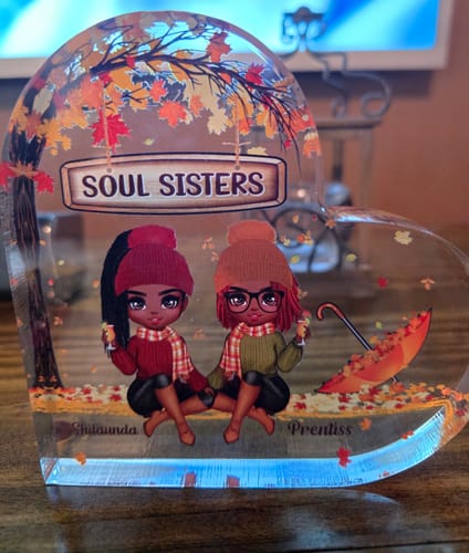 Customer photo review of Fall Season Best Friends Sisters Under Tree Personalized Heart Acrylic Plaque
