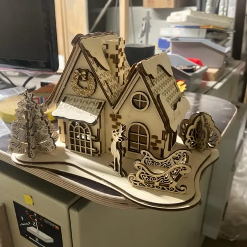 Customer photo review of Christmas house candle holder laser cut svg file