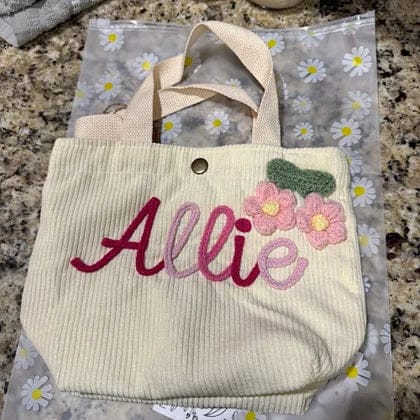 Customer photo review of Personalized Name Tote Handbag, Children's Gift, Christmas Gift