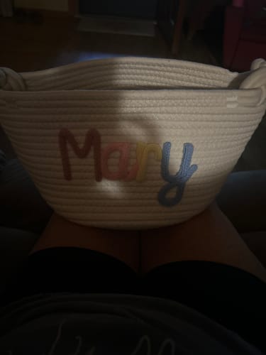 Customer photo review of Baby Knits™  Multicolor Personalized Knitted Basket