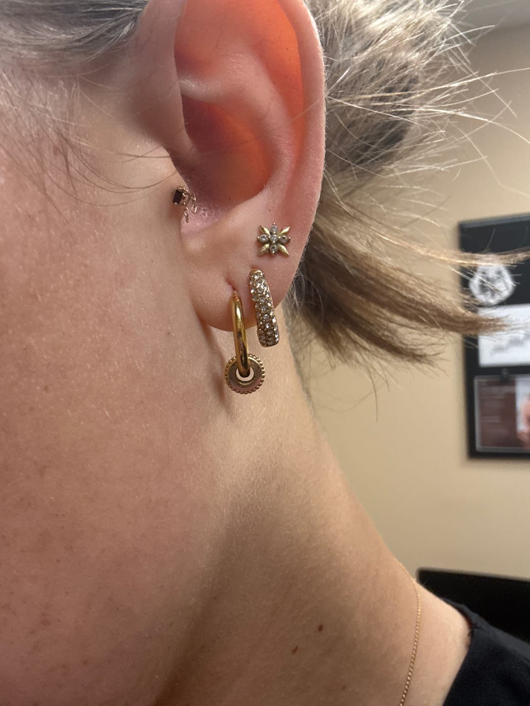 Customer photo review of Lily Crystal Hoop Earrings