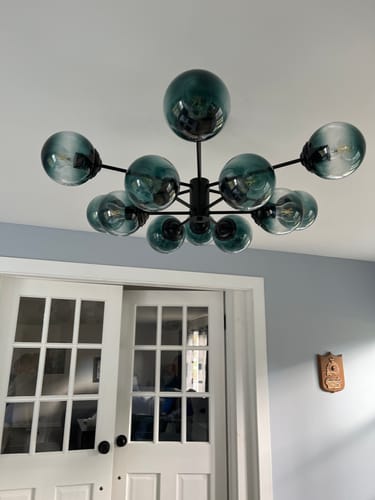 Customer photo review of Glam Tiered Blue Glass Globe Bubble Sputnik Chandelier