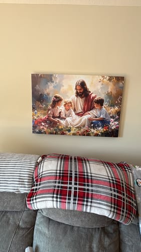 Customer photo review of Jesus With Children Faith Wall Art II