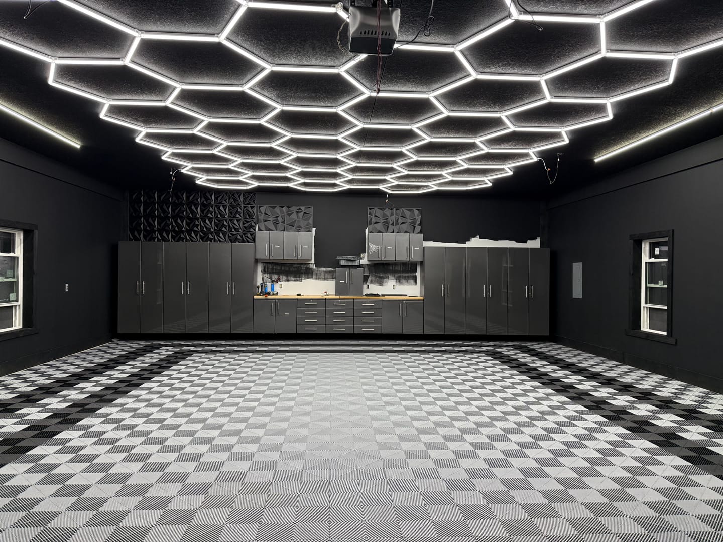 Customer photo review of Dimmable Hexagon Garage Lights