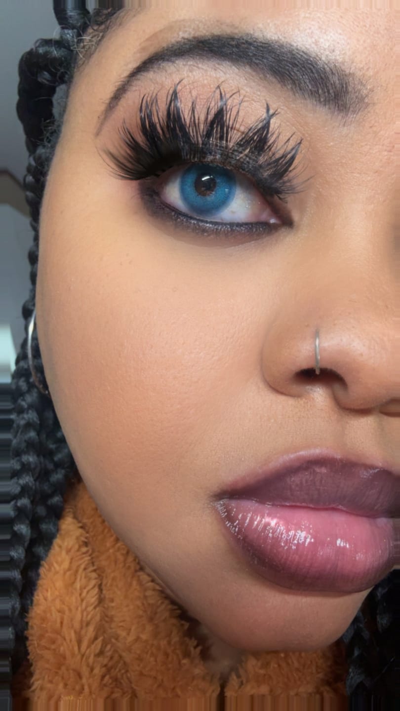 Customer photo review of Pixie Blue Prescription Coloured Contact Lenses