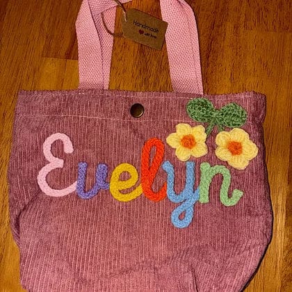 Customer photo review of Personalized Name Tote Handbag, Children's Gift, Christmas Gift