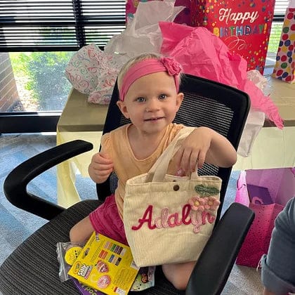Customer photo review of Personalized Name Tote Handbag, Children's Gift, Christmas Gift