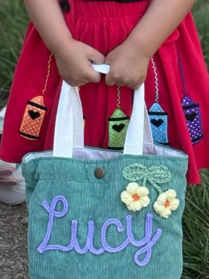 Customer photo review of Personalized Name Tote Handbag, Children's Gift, Christmas Gift