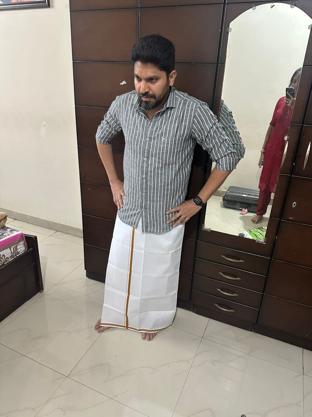 Customer photo review of Rugged Black & White Stripes -Full-Bamboo Linen