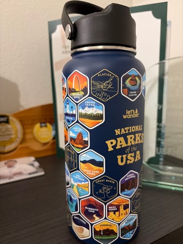 Customer photo review of Lets Wander™ World Explorer Water Bottle + Sticker Set