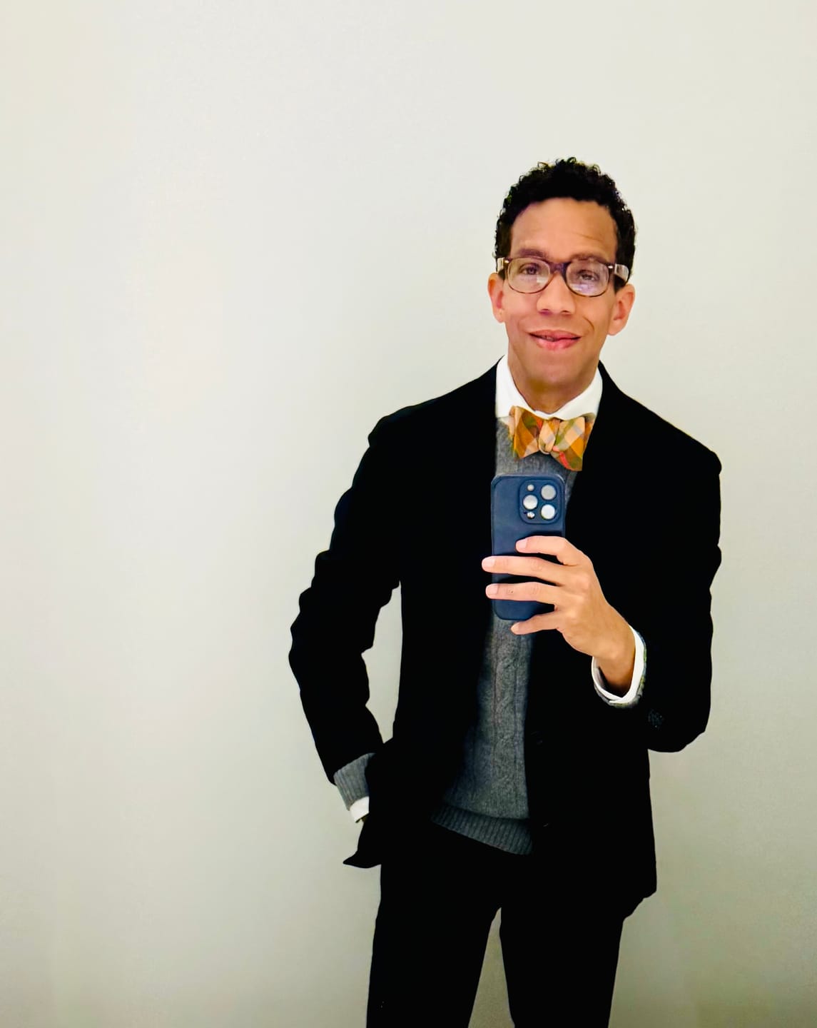Customer photo review of Autumn Plaid Cotton Bow Tie