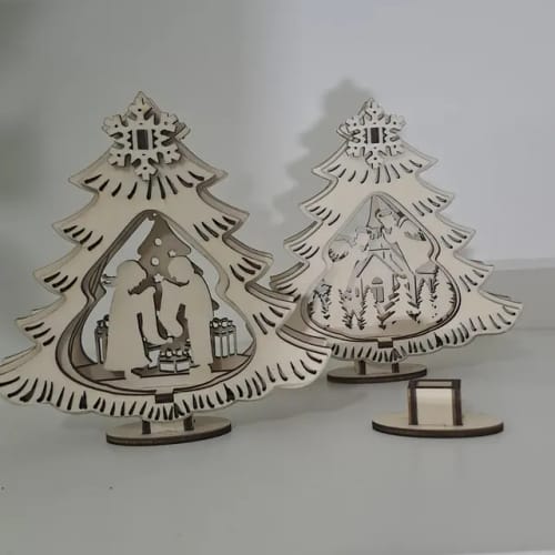 Customer photo review of Wooden 3D Christmas tree ornaments 6 bundle svg file