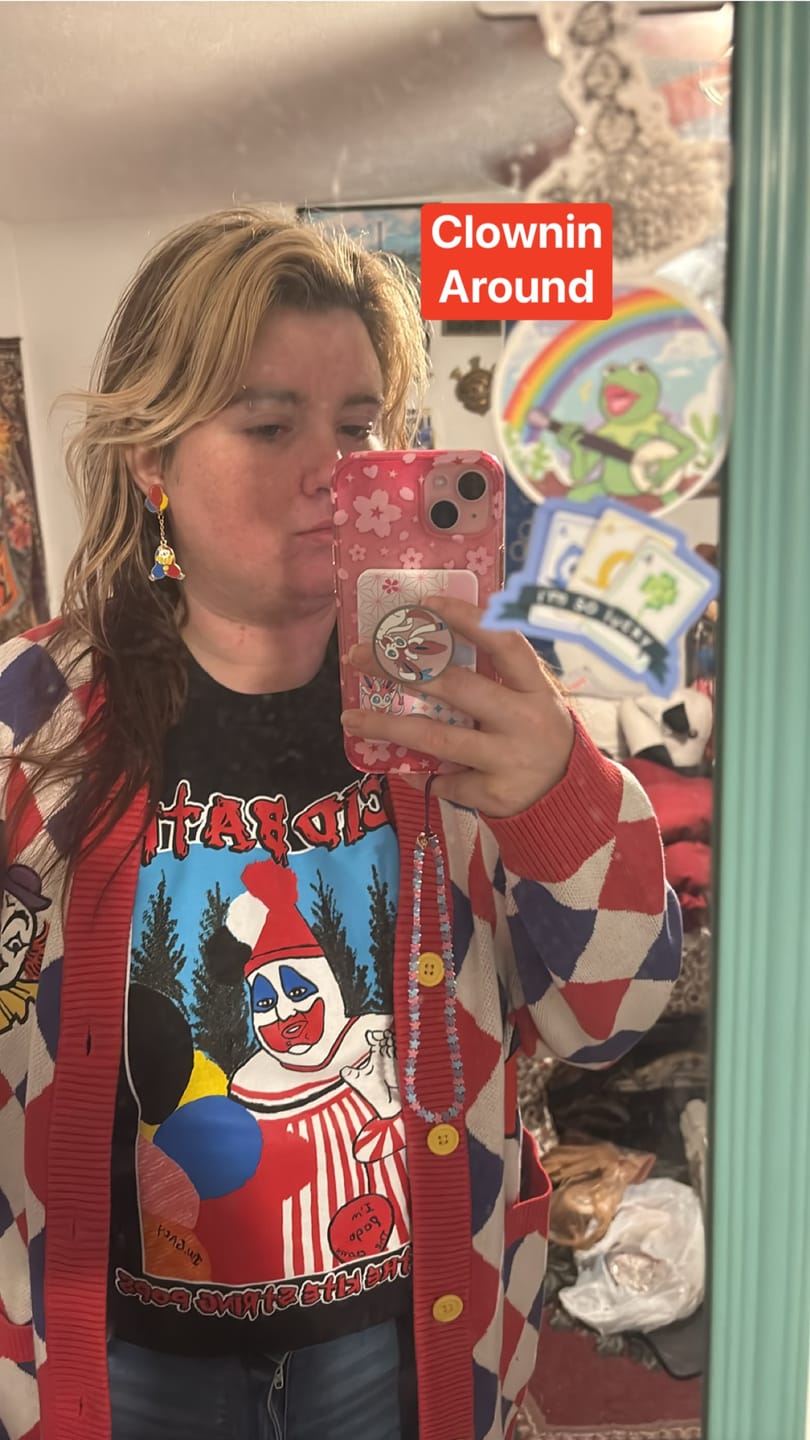 Customer photo review of Dangling Clown Earrings