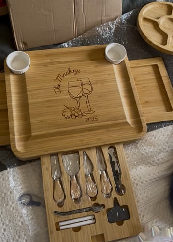 Customer photo review of Personalised Pull-Out Three-Drawer Cheese Board & Knife Tools Set with Fruit Tray