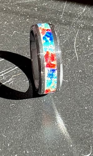 Customer photo review of Titanium Carbide Ring with Cremation Ashes