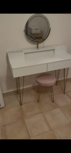 Customer photo review of Τραπέζι Μπουντουάρ Μακιγιάζ Tουαλέτας Με Σκαμπό Κρεβατοκάμαρας Καθρέφτης Αφής Ρυθμιζόμενης Φωτεινότητας RV-T619W01