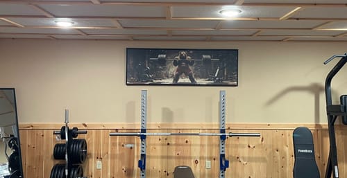 Customer photo review of Bear Lifting Weights Wall Art - Long Horizontal Canvas For Cabin Style Gym Decor