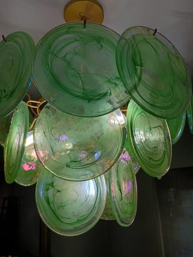 Customer photo review of Art Deco Green Iridescent Swirl Glass Tiered Chandelier