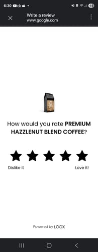 Customer photo review of PREMIUM HAZZLENUT BLEND COFFEE