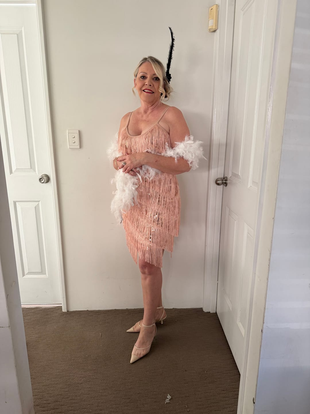 Customer photo review of 1920s Fringe & Sequin Flapper Dress - Rose Gold