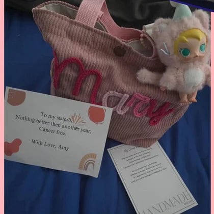Customer photo review of Personalized Name Tote Handbag, Children's Gift, Christmas Gift