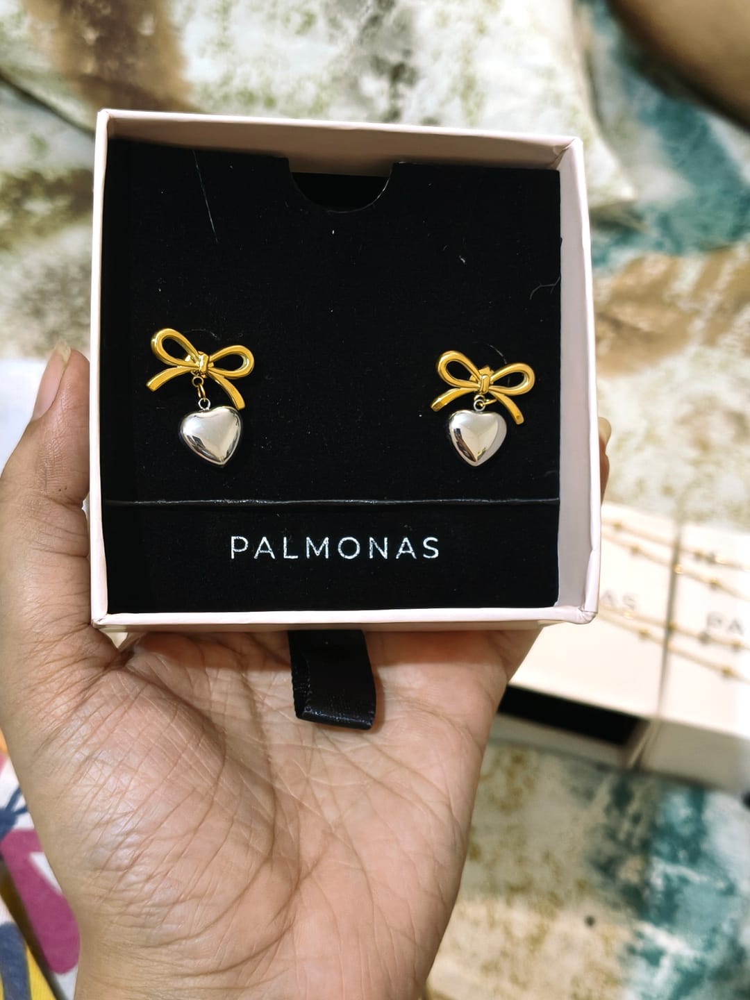 Customer photo review of Bi-metal Wrapped With Love Earrings