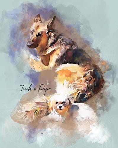 Customer photo review of Custom Watercolor Pet Portrait – Wild Pastel Style