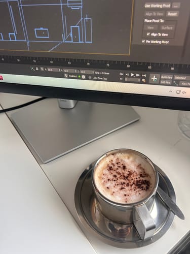 Customer photo review of Italian Style Steel Latte Coffee Cup With Saucer & Spoon