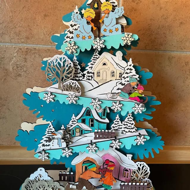 Customer photo review of Standing Christmas Tree Decoration laser cut svg file