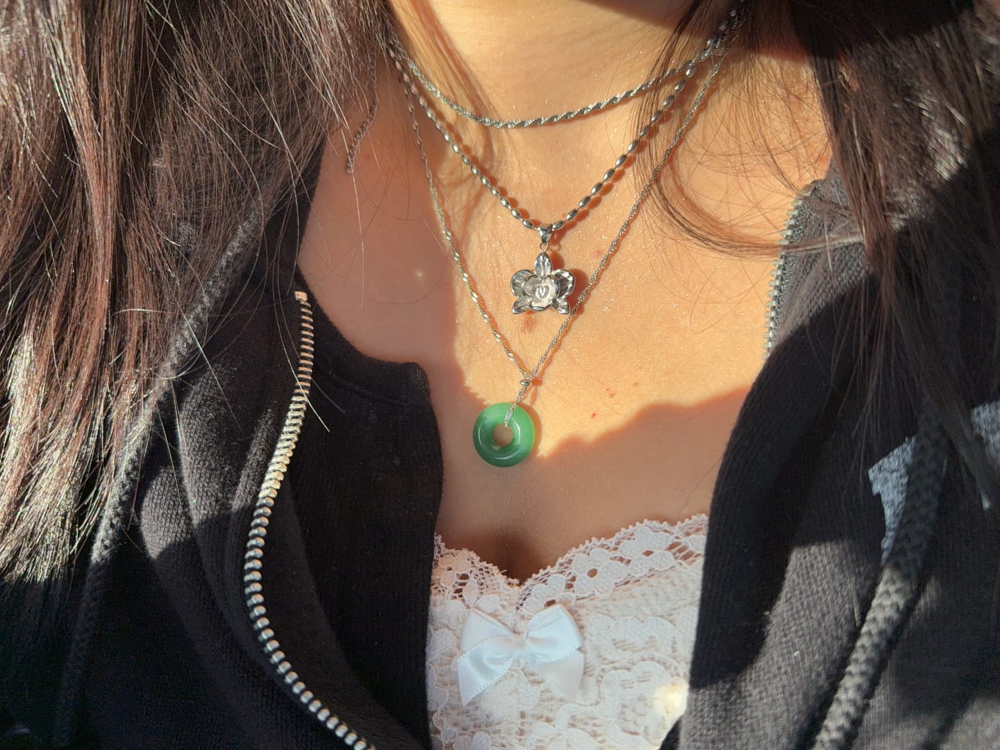 Customer photo review of Orchid Flower Necklace