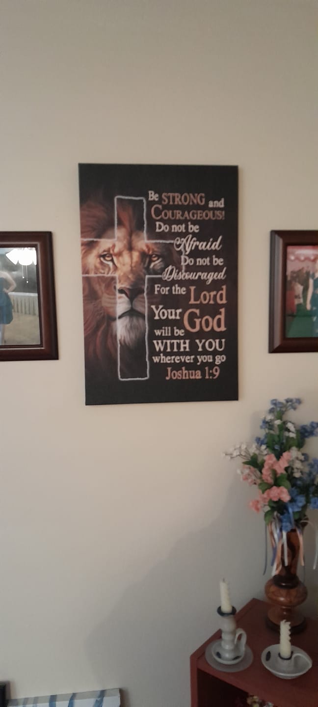 Customer photo review of Lion Of Judah, Joshua 1:9 Be Strong And Courage Wall Art Canvas Print