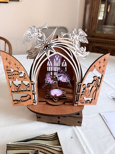 Customer photo review of Nativity scene miniatures candle holder laser cut svg file