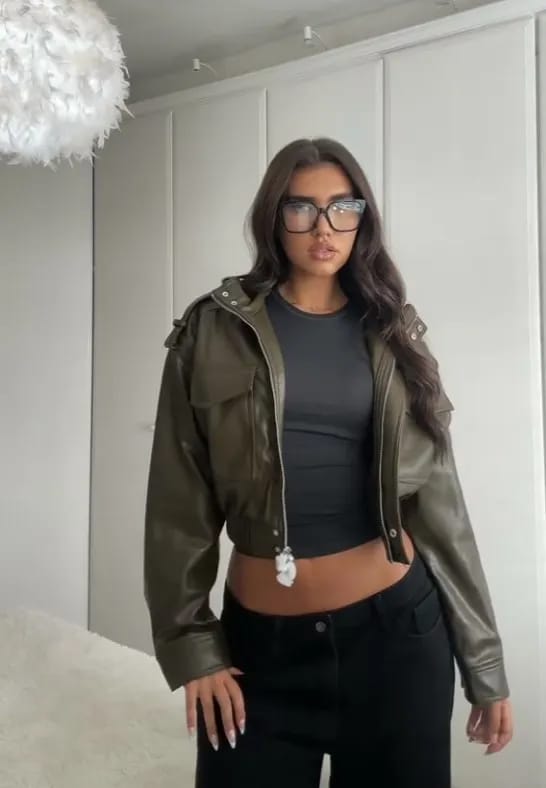 Customer photo review of Leila Faux Leather Jacket