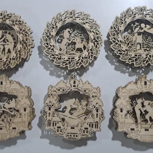 Customer photo review of 3D Christmas Ornaments 6 bundle laser cut svg file