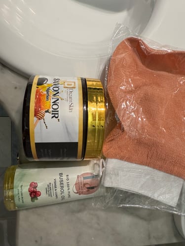 Customer photo review of KIT GLOW HERITAGE - Huile de buserol,Savon noir & Gant
