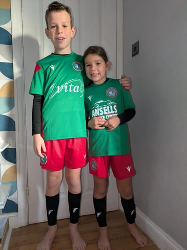 Customer photo review of Kids Built-In Shin Pads