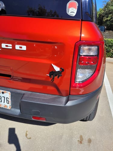 Customer photo review of Unicorn Wings/Horn for Bronco Emblem Badge