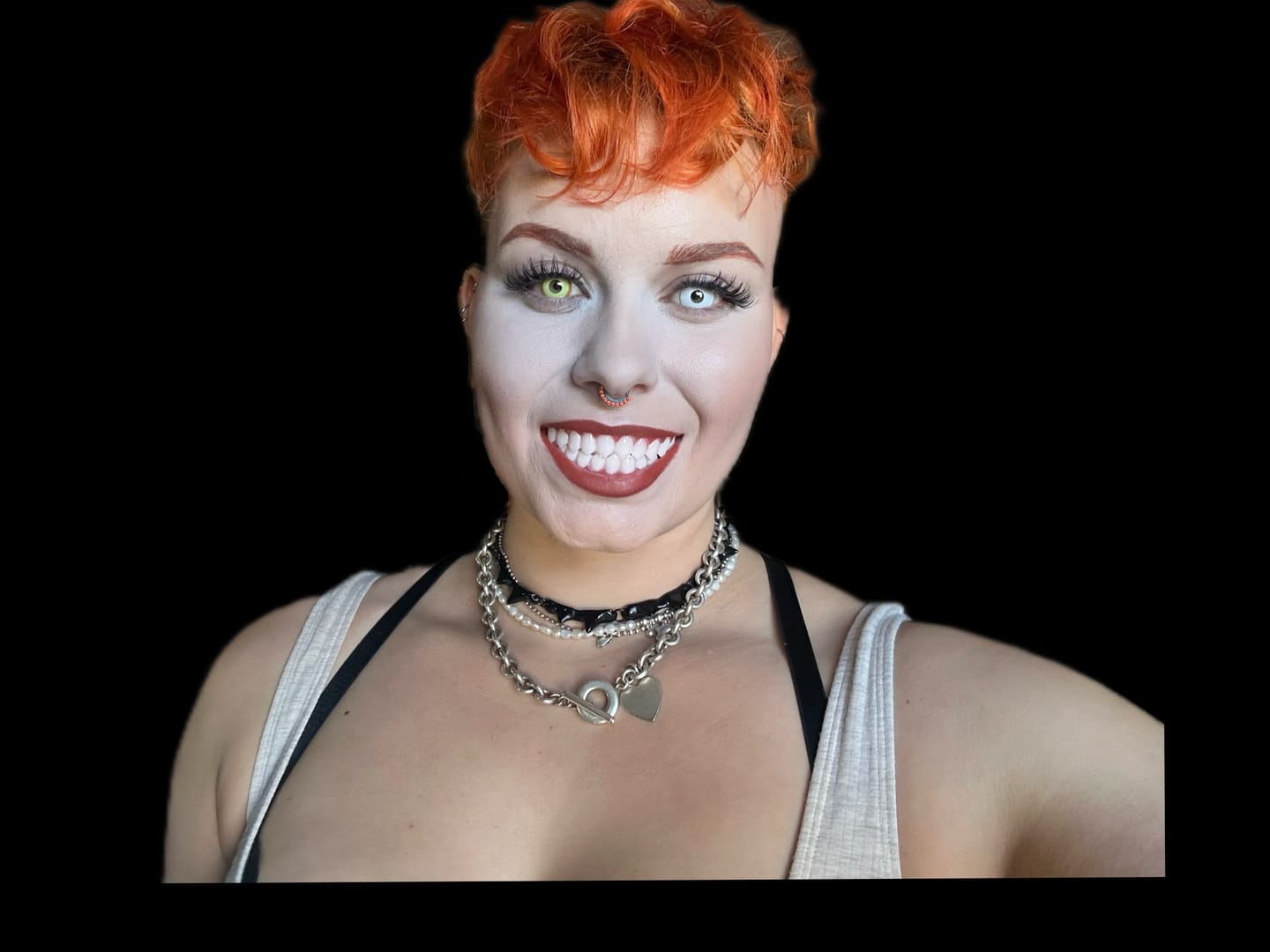 Customer photo review of PRIMAL ® Nightcrawler - Neon Yellow with Orange Rim Color Contact lenses