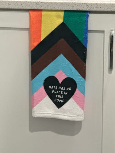 Customer photo review of Hate Has No Place in This Home Hand Towel