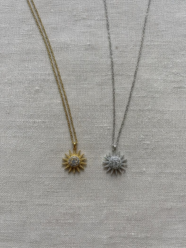 Customer photo review of Sun Necklace 18k Gold Plated Silver Pendant with Chain