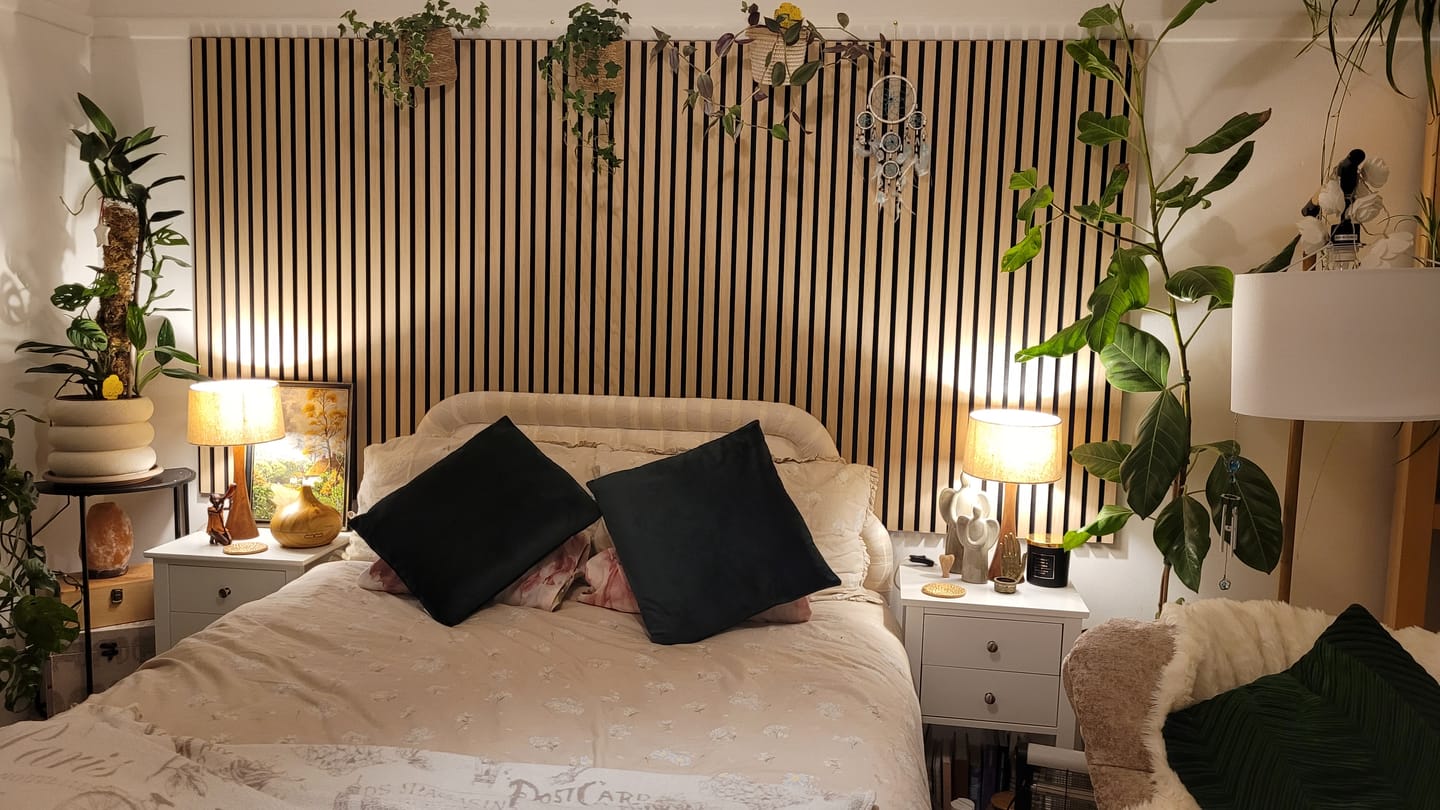 Customer photo review of SlatWall Acoustic Natural Oak Panel