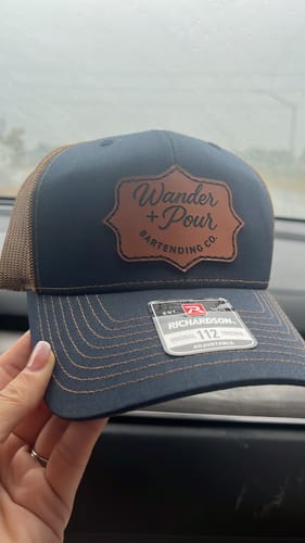 Customer photo review of Richardson 112 Genuine Leather Patch Hats Laser Engraved
