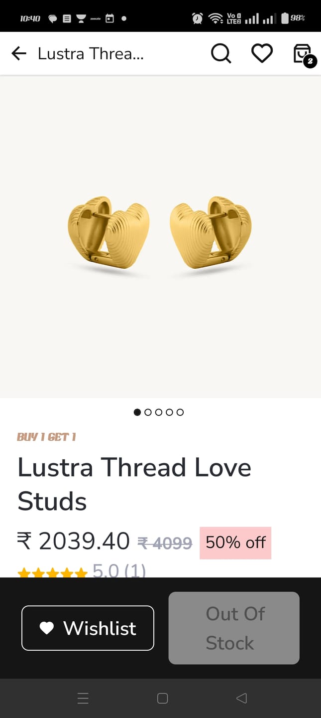 Customer photo review of Lustra Thread Love Studs