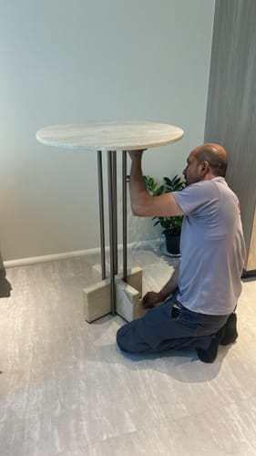 Customer photo review of Elysian Travertine Bar Table JA043-D