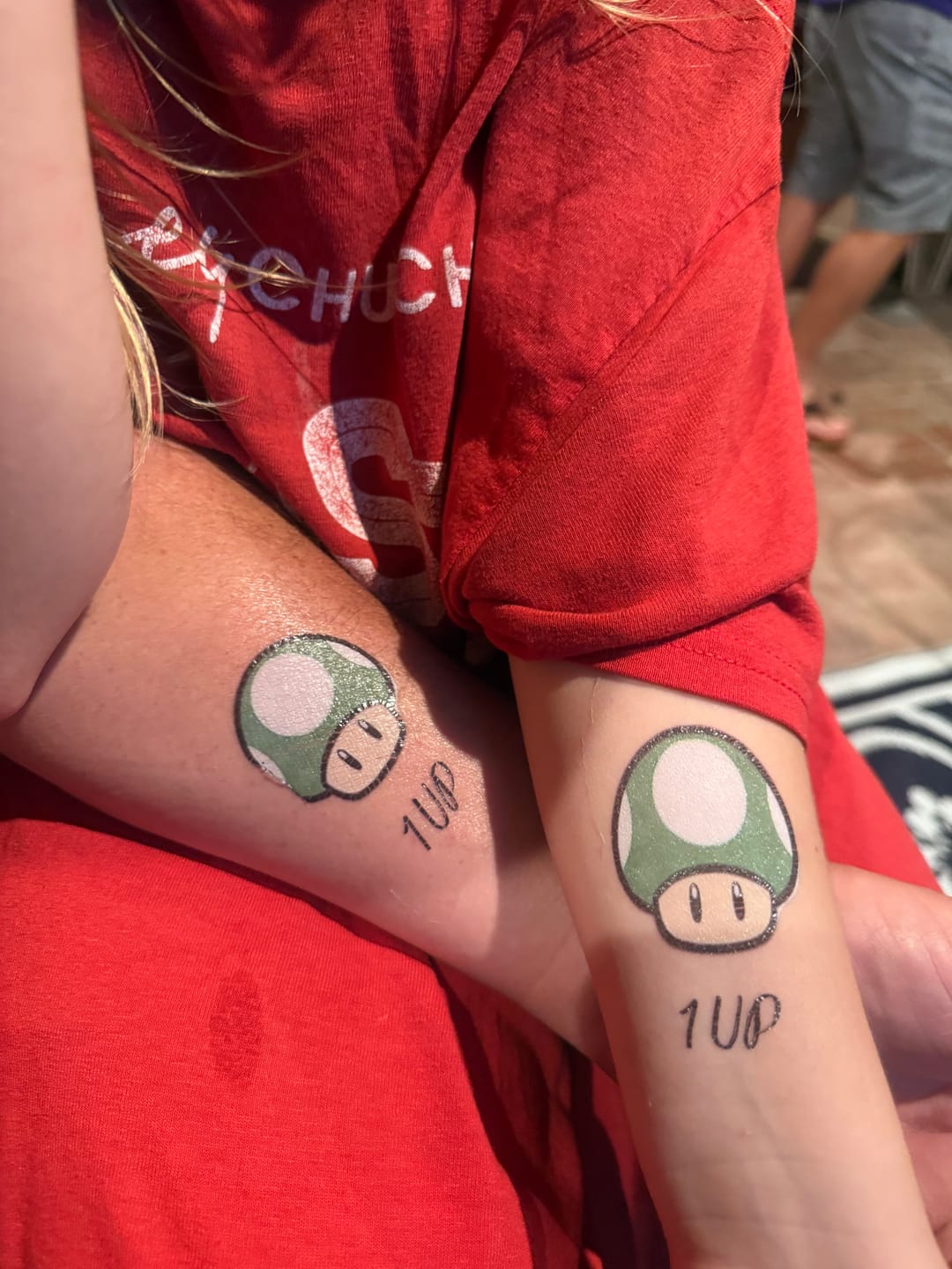 Customer photo review of Face Cut-Out Photo with Text Temporary Tattoo