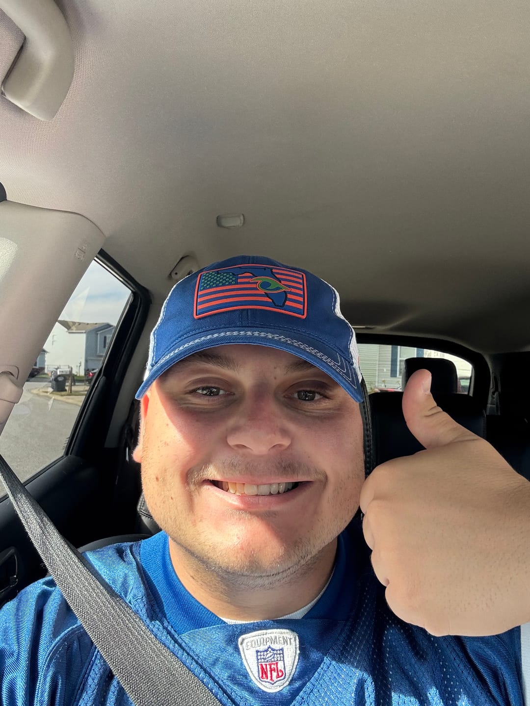 Customer photo review of Richardson 111 Blue FL Performance Trucker Hat